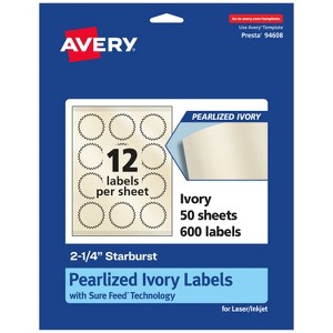 Avery Pearlized Ivory Starburst Labels with Sure Feed Technology, Print-to-the-Edge, 2.25" - 1 of 4