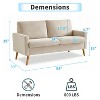 Dyonery 68" Loveseat Sofa, Mid Century Modern Small Couch for Living Room, Linen Fabric 2 Seater Sofa with Deep Cushion, Solid Wood Frame - 3 of 4