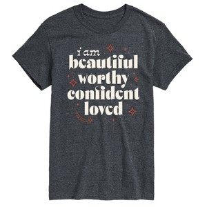 Men's - Instant Message - Beautiful Worthy Confident Loved Short Sleeve Graphic T-Shirt - 1 of 4