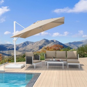 PURPLE LEAF Patio Umbrella White Cantilever Offset Umbrella Square Outdoor Umbrella with 360-degree Rotation for Garden Deck Pool - 1 of 1
