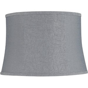 Springcrest 14" Top x 16" Bottom x 11" High x 11" Slant Lamp Shade Replacement Medium Balta Gray Drum Round Modern Fabric Softback Washer Harp Finial - 1 of 4