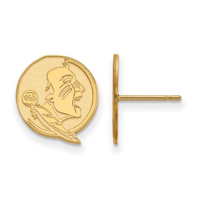 Black Bow Jewelry 14k Yellow Gold Florida State Seminoles NCAA Post Earrings