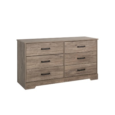 Rustic Brown Farmhouse Double Dresser with Soft Close Drawers