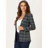 INSPIRE CHIC Women's Notched Lapel One Button Boyfriend Plaid Suit Blazer - 3 of 4