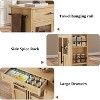 24" Kitchen Island, Retro Kitchen Cart with Spice and Towel Rack, Island Table with Glass Cabinet Door, Wood Composite Board, for Kitchen - 4 of 4