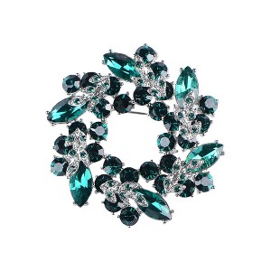 Anna-Kaci Crystal Inspired Floral Wreath Holiday Christmas Old Fashion Brooch Pin - 1 of 4