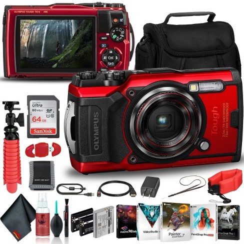 Olympus Tough TG-6 Waterproof Camera (Red) - Adventure Bundle