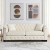 VYNXARIA 77-Inch Modern Velvet Sofa, 3-Seater Sofa, Tufted Backrests with Nailhead Arms and 2 Cushions for Living Room, Bedroom, Apartment(White) - 2 of 4
