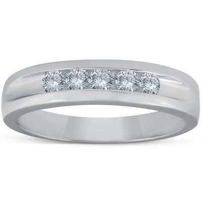  Pompeii3 1/2ct Diamond Mens Wedding Ring Channel Set High Polished Band 14K White Gold - Size 10 