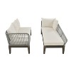 Carrie 2-piece Rope Waved Patio Sectional Sofa, Acacia Wood Frame Outdoor Sofa for 5-Person, Outdoor Furniture - Maison Boucle - 3 of 4