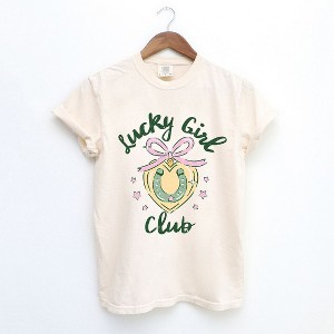 Simply Sage Market Women's Coquette Lucky Girl Club Short Sleeve Garment Dyed Tee - 1 of 4