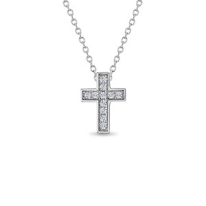 Girls' Clear Cubic Zirconia Cross Sterling Silver Necklace - In Season Jewelry - 1 of 1