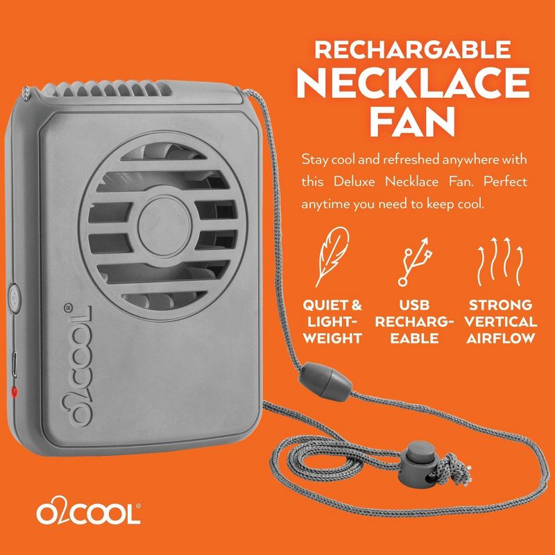 O2COOL 2pk Deluxe Necklace Fans Gray, 2 of 7