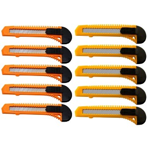 MotoProducts 10 Bulk 6" Box Cutters Assorted Colors with Snap-Off Blades and Safety Locks - 1 of 4