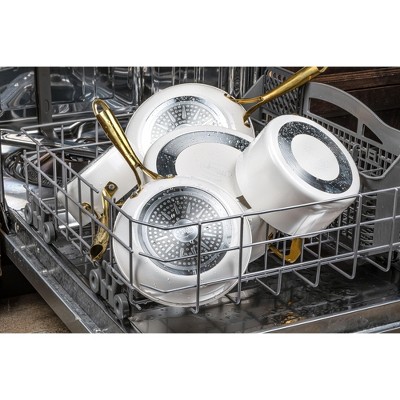 Cream and Gold 15-Piece Nonstick Ceramic Cookware Set