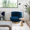 TOV Furniture Naomi 17.3" Transitional Velvet Swivel Accent Chair in Navy - 2 of 4