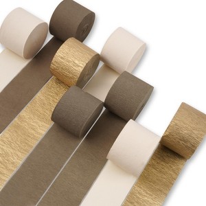 PartyWoo Crepe Paper Streamers Brown Gold Sand White 8 Rolls 656 ft 1.8 In x 82 Ft Roll - 1 of 4