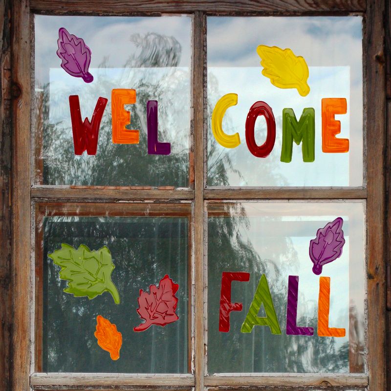 Northlight 17-Piece Burgundy and Orange Welcome Fall Thanksgiving Gel Window Clings, 2 of 3