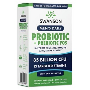 Swanson Men's Daily Probiotic + Prebiotic FOS, 60 Vegan Capsules - 1 of 4