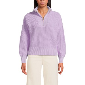 Lands' End Women's Drifter Shaker Wedge Quarter Zip Sweater - 1 of 3