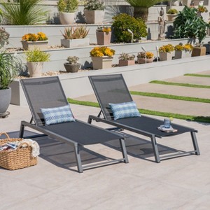 Okak 2 PCS Aluminum Patio Chaise Lounge for Outdoor Use,Reclining Long Chaise Poolside Chair for Deck,Pool,Backyard,Beach&Garden,Black - 1 of 4