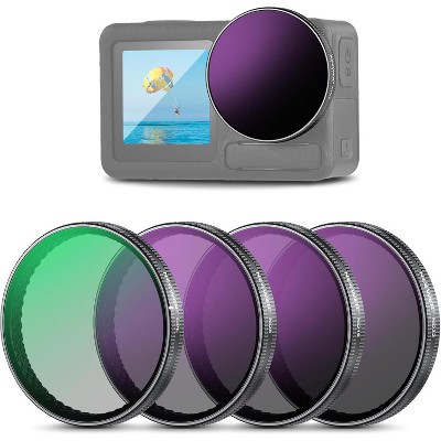 Boersma Snap On ND Filter Set Compatible with DJI Osmo Action 3/4/5 Pro, 4 Pack ND8+ND16+ND32+CPL Neutral Density Polarizing Action Camera Accessories