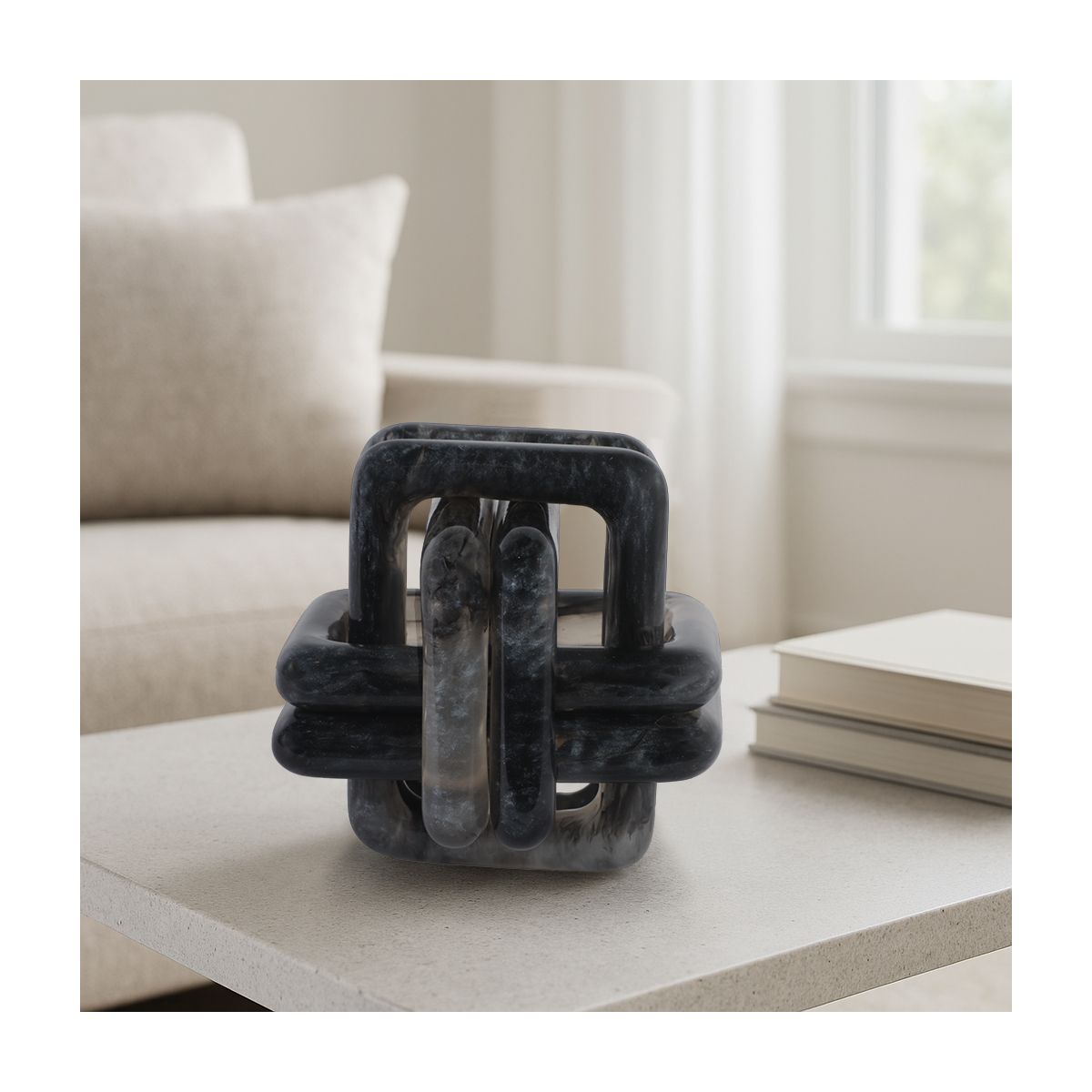 Marble Knot Sculpture for Shelf Accents, Room Styling, Office Design - Modern Statues Living Room Decor or Coffee Table Display, Home Décor - thumbnail 2