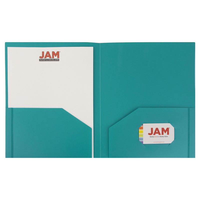 JAM 6pk 2 Pocket Heavy Duty Plastic Folders - Teal, 4 of 10