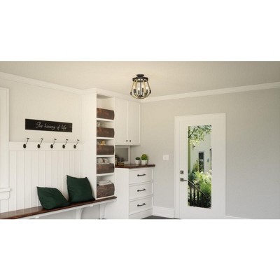 Demura Matte Black 15.75" Square Semi-Flush Mount Light