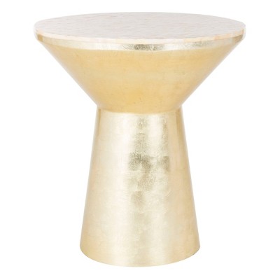 Fae Mosaic Top Round Side Table Pink Champagne/Gold - Safavieh