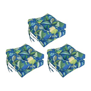 Blazing Needles, 16-inch Spun Polyester Patterned Outdoor Square Tufted Chair Cushions (Set of 6) - 1 of 2