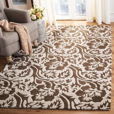 Ivory and Brown Hand-Tufted Wool Area Rug