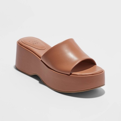 Women's Wynona Platform Sandals - A New Day™ Tan 8 : Target