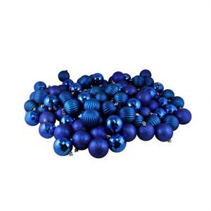 Northlight Shatterproof 3-Finish Christmas Ball Ornaments - 2.5" (60mm) - Lavish Blue - 100ct - 1 of 3