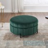 Lyngins Velvet Storage Ottoman with Reversible Lid, Round Ottoman Coffee Table with Adjustable Metal Legs, Channel Tufted Pumpkin-shape Footstool - 2 of 4