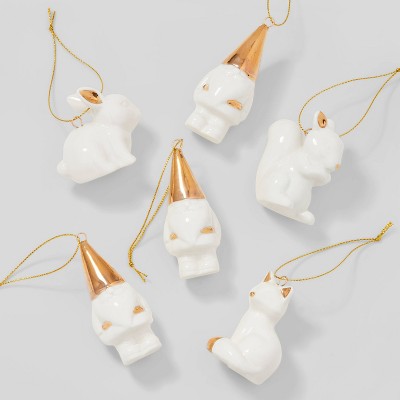 6pc Ceramic Animal and Gnome Christmas Tree Ornament Set - Wondershop™