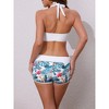 Elerevyo Women's Leaf Print Color Block Bikini Sets, Halter Top Boyshorts Bottom Swimwear Bathing Suits 1 Set - 3 of 4