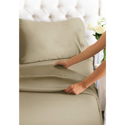 Beige Full Deep Pocket Cotton Sheet Set