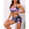 INSPIRE CHIC Women's Tropical Floral Adjustable Spagehetti Straps Drawstring Tops BoyShorts Swimwear Bathing Bikini Sets 2 Pieces - 2 of 4