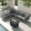 LayinSun 7 Pieces Rope Woven Patio Furniture Set, Modern Modular Sectional Sofa with Fire Pit Table and Upgrade Thickness Cushion - 2 of 4