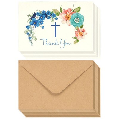 48 Christian Thank You Note Cards for Christening, Communion and Weddings, 4"x6"