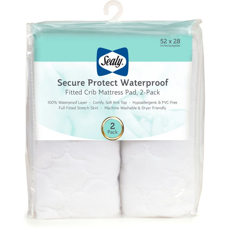 Sealy Secure Protect Waterproof Crib &#38; Toddler Mattress Pads - 2pk, 1 of 10