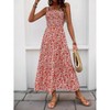 Summer Floral Print Sleeveless Maxi Dress with Zipper Pocket and English Warning Bag - Sweet and Fresh Country Style - 2 of 4