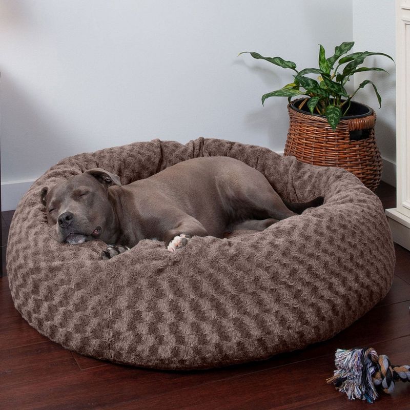FurHaven Deep Dish Curly Fur Plush Donut Dog Bed, 3 of 5