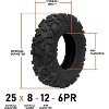 Set of 2 Atv Tires 25x8-12 Puncture and Abrasion Resistant for Enhanced Off-Road Handling, Superior Traction and Control, Perfect for Off-Road Use - 2 of 4