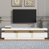 68.8"W TV Stand with High Gloss Faux Marble Top for TVs Up to 78'' with Golden Panel Design and 3 Drawers, 4Q-ModernLuxe - 2 of 4