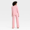 Women's Cloud Knit Modal Long Sleeve Notch Collar Top and Pants Pajama Set - Auden™ - 2 of 3