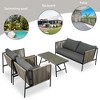4PCS Outdoor Patio Sofa Set with Toughened Glass Table and Thick Cushions, Beige/ Gray, 4A -ModernLuxe - 3 of 4
