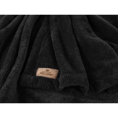 Black Plush Fleece Throw Blanket, 50x60 Inches
