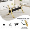 PAGED Rectangle Dining Table Modern Kitchen Table with Glass Tabletop, MDF Crossbars and Metal Legs, 71" Living Room Table for 6/8 Person - 3 of 4